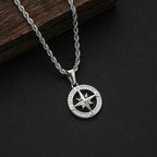 Collier avec Pendentif Boussole Rose des Vents argent