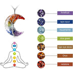 Collier avec Pendentif Croissant de Lune 7 Chakras