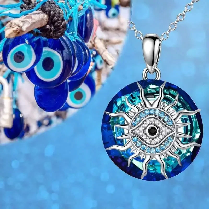 Collier avec Pendentif en Zircon de Protection Contre le Mauvais Oeil