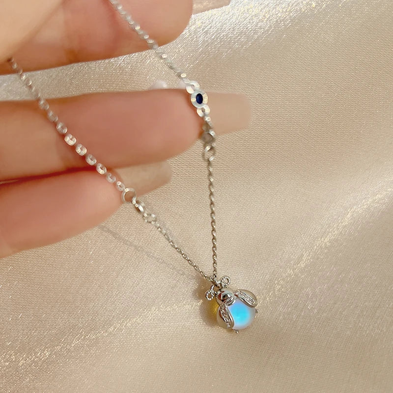 Collier avec Pendentif en Zircon Pierre de Lune