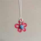 Collier avec Pendentif Fleur Colorée rouge