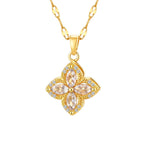 Collier avec Pendentif Fleur en Zircon Rotative Anti-Stress