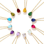 Collier avec Pendentif Goutte d'Eau en Zircon Pierre de Naissance