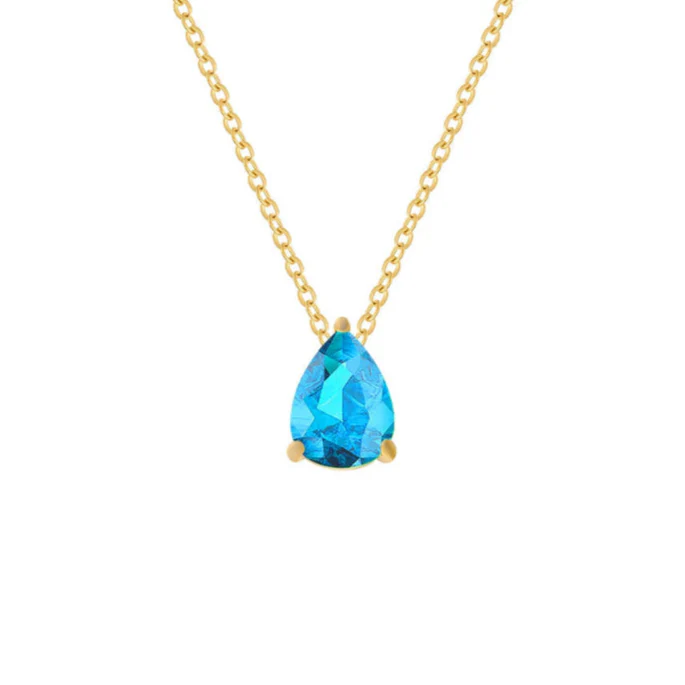 Collier avec Pendentif Goutte d'Eau en Zircon Pierre de Naissance