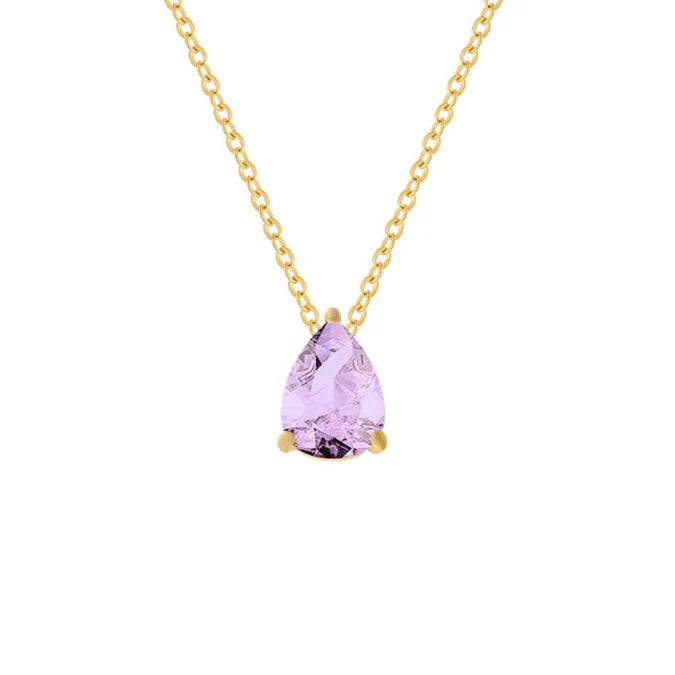 Collier avec Pendentif Goutte d'Eau en Zircon Pierre de Naissance