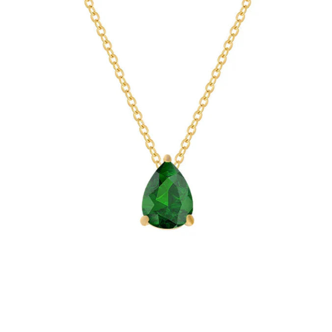 Collier avec Pendentif Goutte d'Eau en Zircon Pierre de Naissance