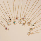 Collier avec Pendentif Lune en Strass Pierre de Naissance