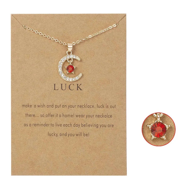 Collier avec Pendentif Lune en Strass Pierre de Naissance