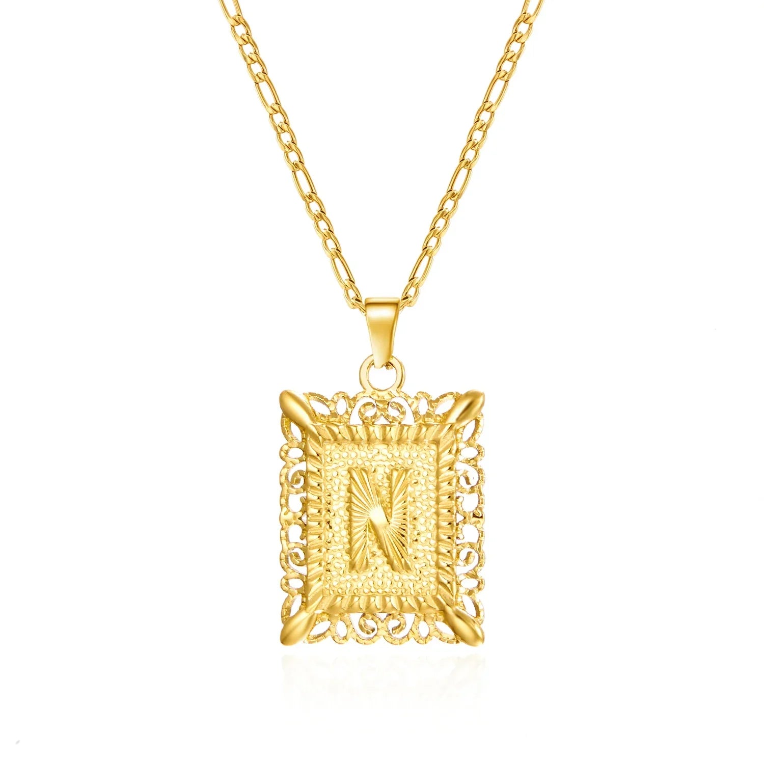 Collier avec pendentif rectangulaire initiale n