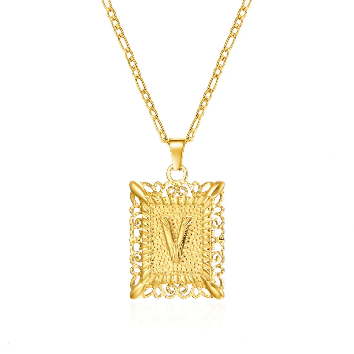 Collier avec pendentif rectangulaire initiale v