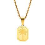 Collier avec Pendentif Rectangulaire Palmier or