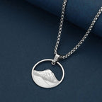 Collier avec Pendentif Rond Montagne argent