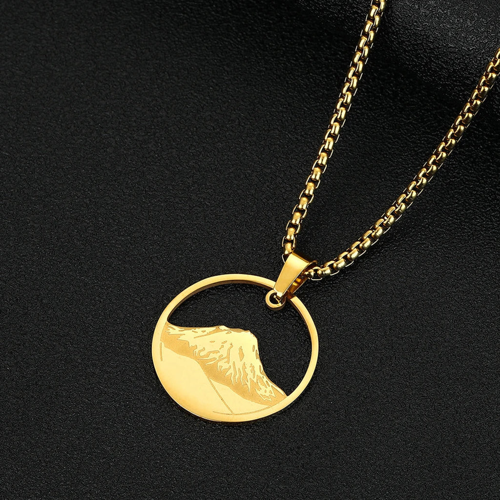 Collier avec Pendentif Rond Montagne or