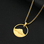 Collier avec Pendentif Rond Montagne or
