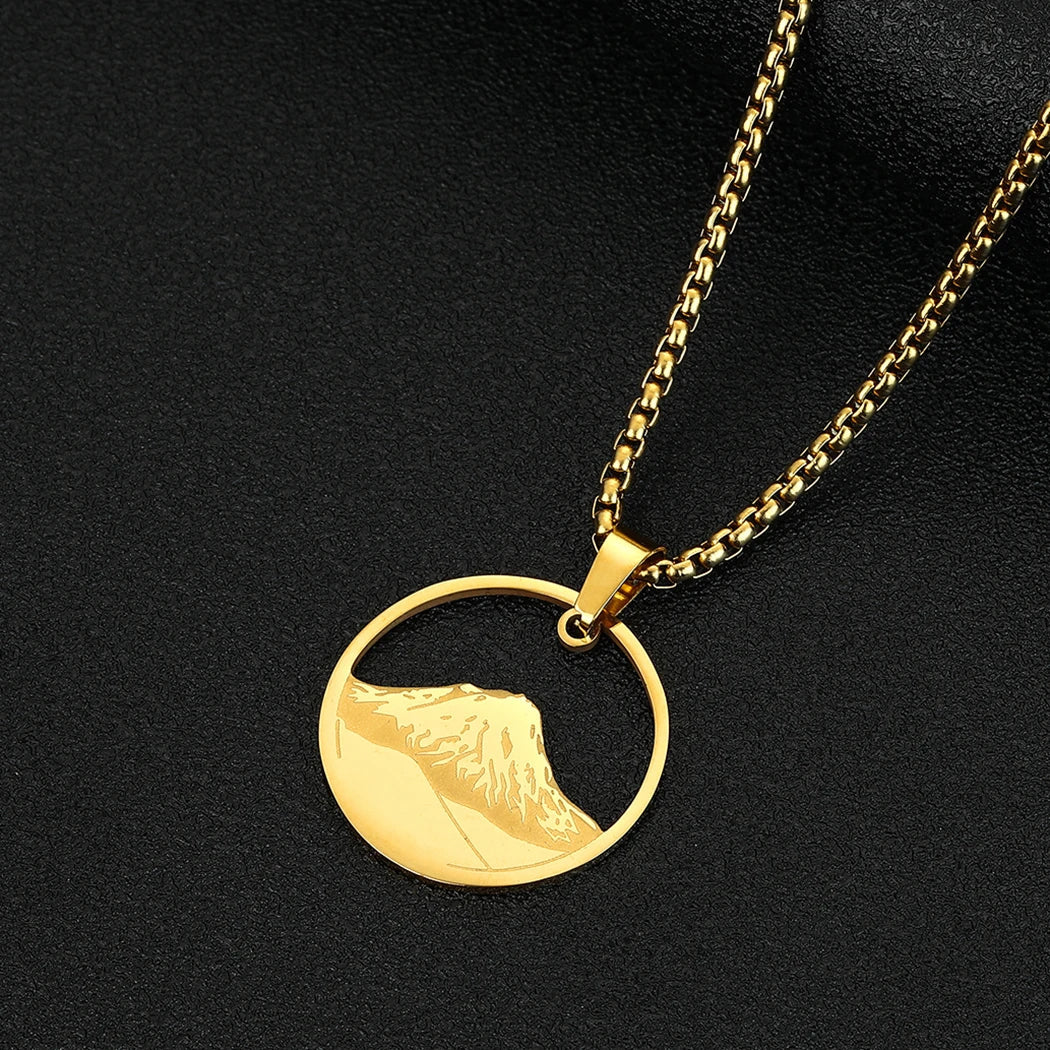 Collier avec Pendentif Rond Montagne or