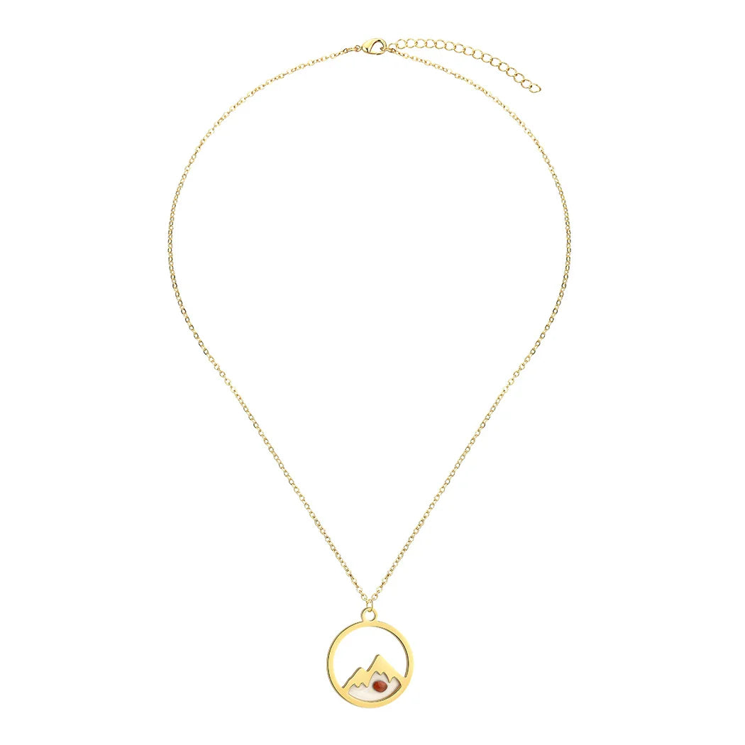 Collier avec Pendentif Rond Montagne et Graine