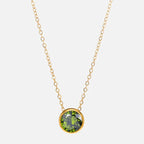 Collier avec pendentif rond pierre de naissance pour femme