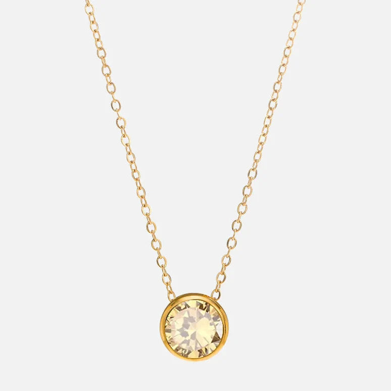 Collier avec pendentif rond pierre de naissance pour femme