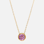 Collier avec pendentif rond pierre de naissance pour femme