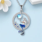 Collier avec Pendentif Sirène avec Zircon et Pierre de Lune