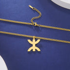 Collier avec pendentif symbolique berbère "yaz" arabe pour femme or