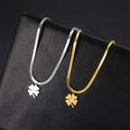 Collier avec Pendentif Trèfle à 4 Feuilles Porte Bonheur argent