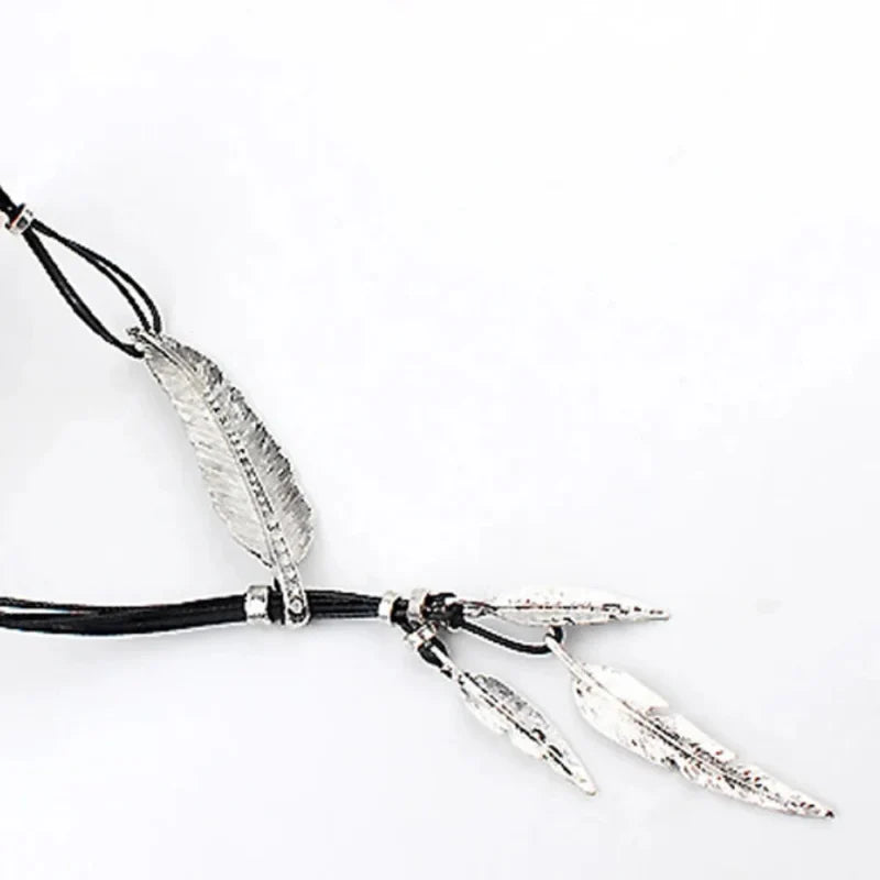 Collier avec Pendentif Plumes argent