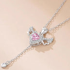 Collier Coeur Ailes d'Ange rose