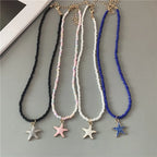 Collier Coquillage Etoile de Mer Colorée bleu