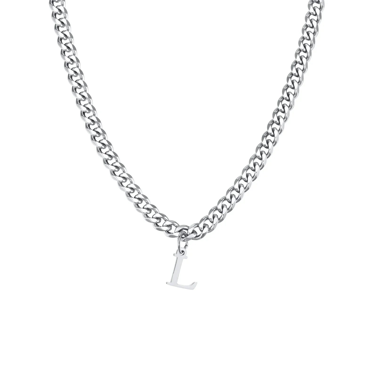 Collier homme avec pendentif personnalisé initiale l