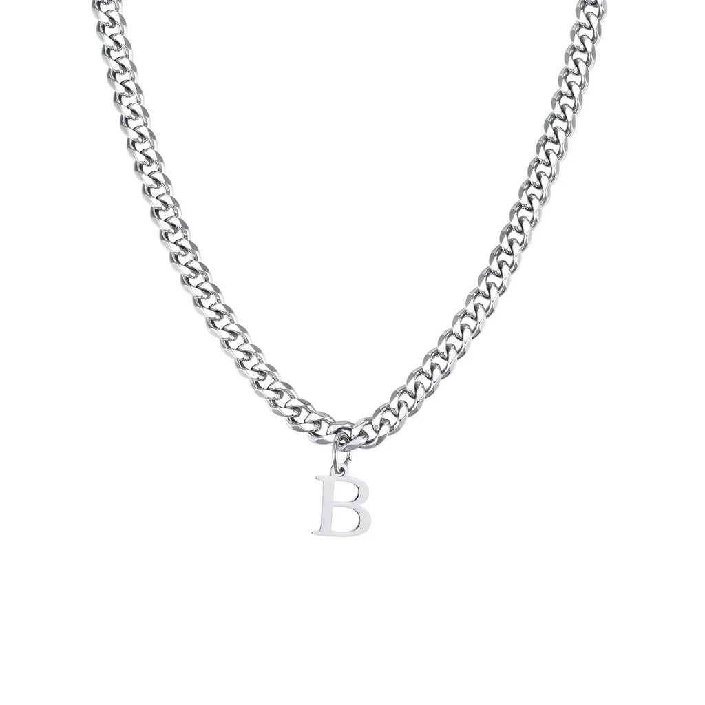 Collier homme avec pendentif personnalisé initiale  b