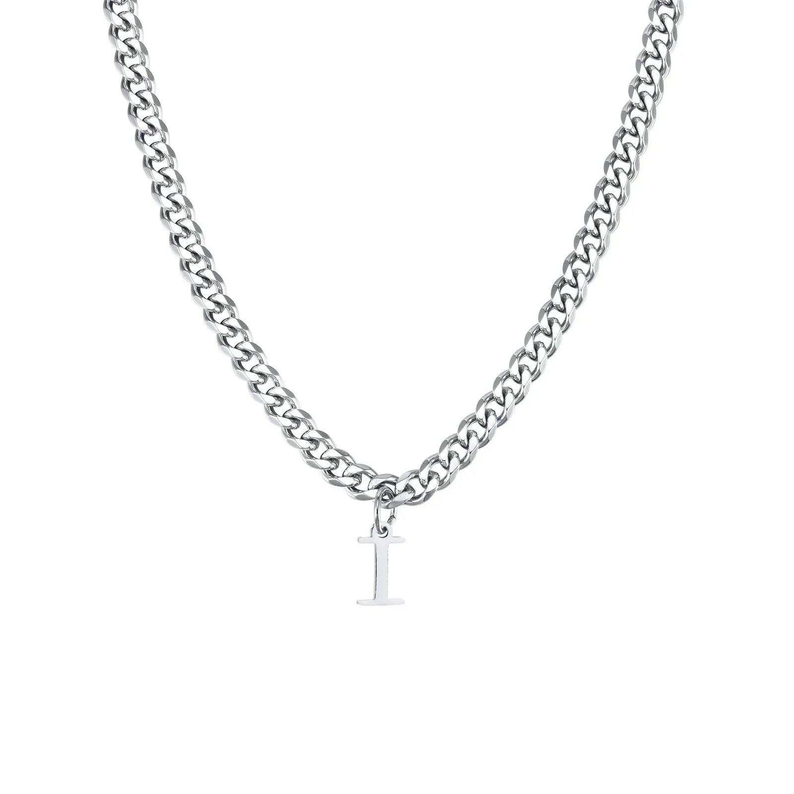 Collier homme avec pendentif personnalisé initiale  i