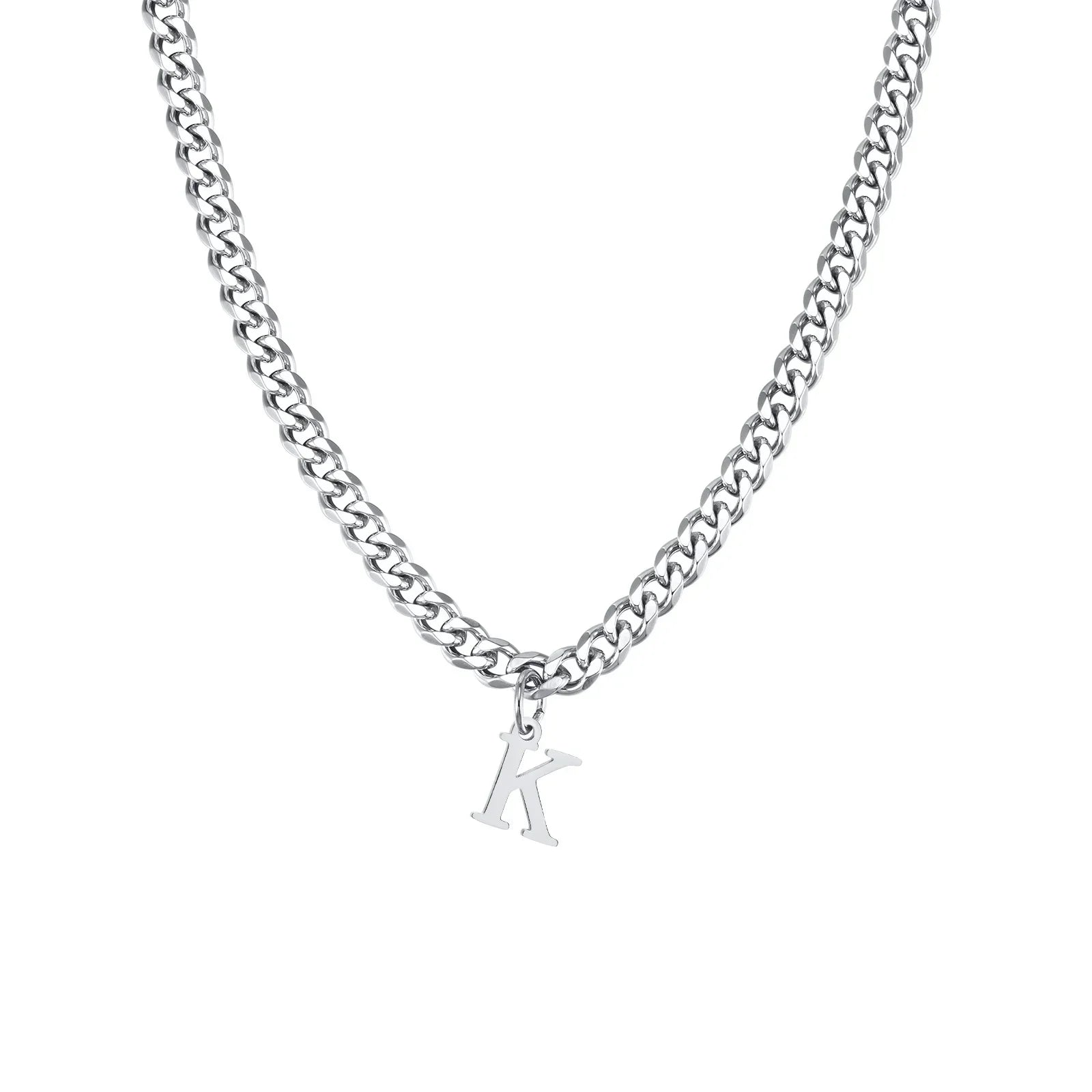 Collier homme avec pendentif personnalisé initiale  k