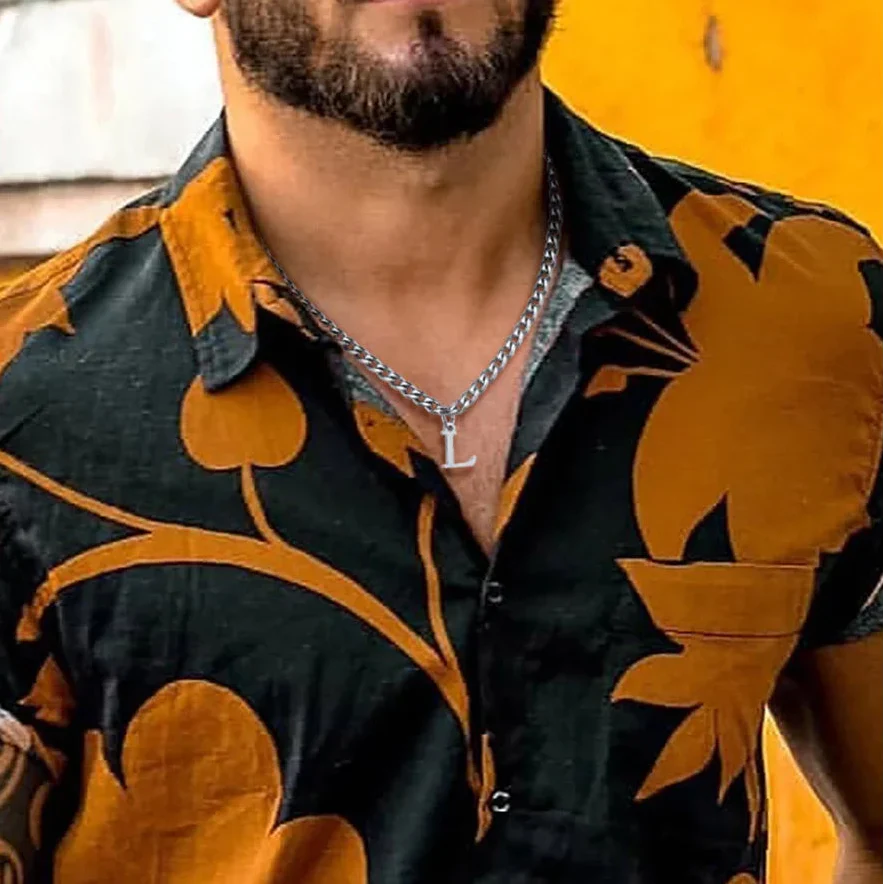 Collier homme avec pendentif personnalisé initiale  l