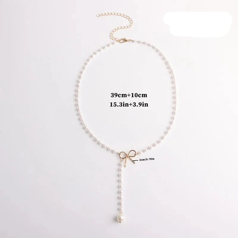 Collier de Perles avec Pendentif Noeud