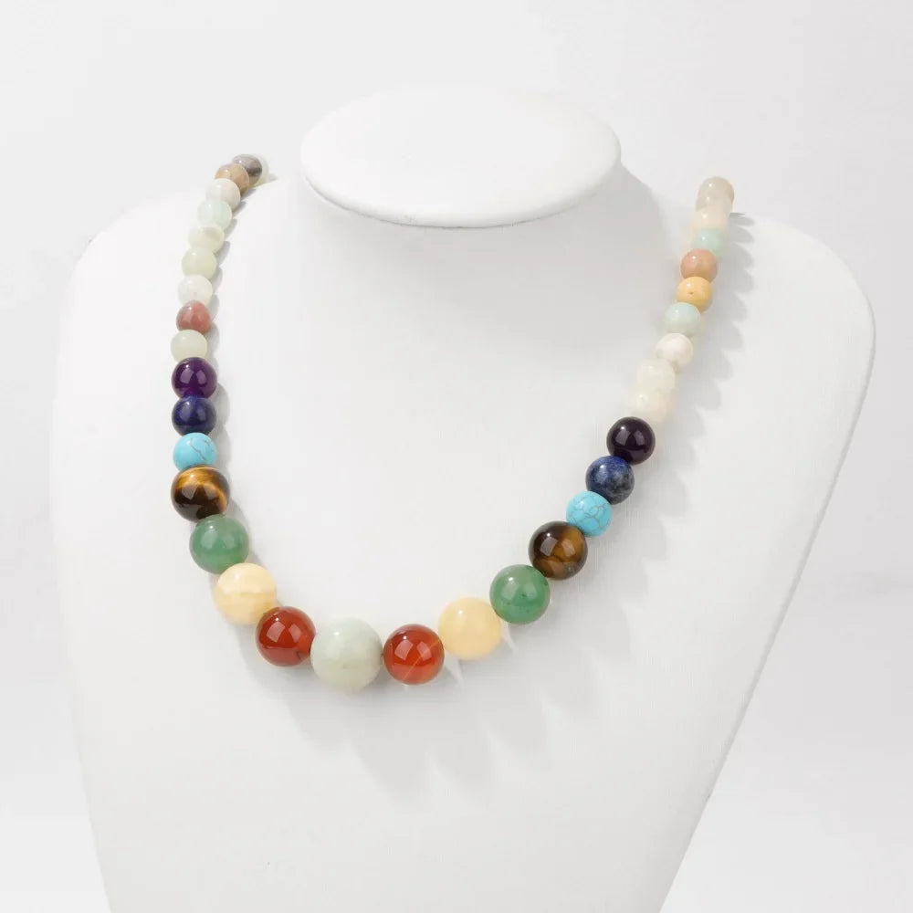 Collier de Protection avec Pendentif en Pierres 7 Chakras amazonite