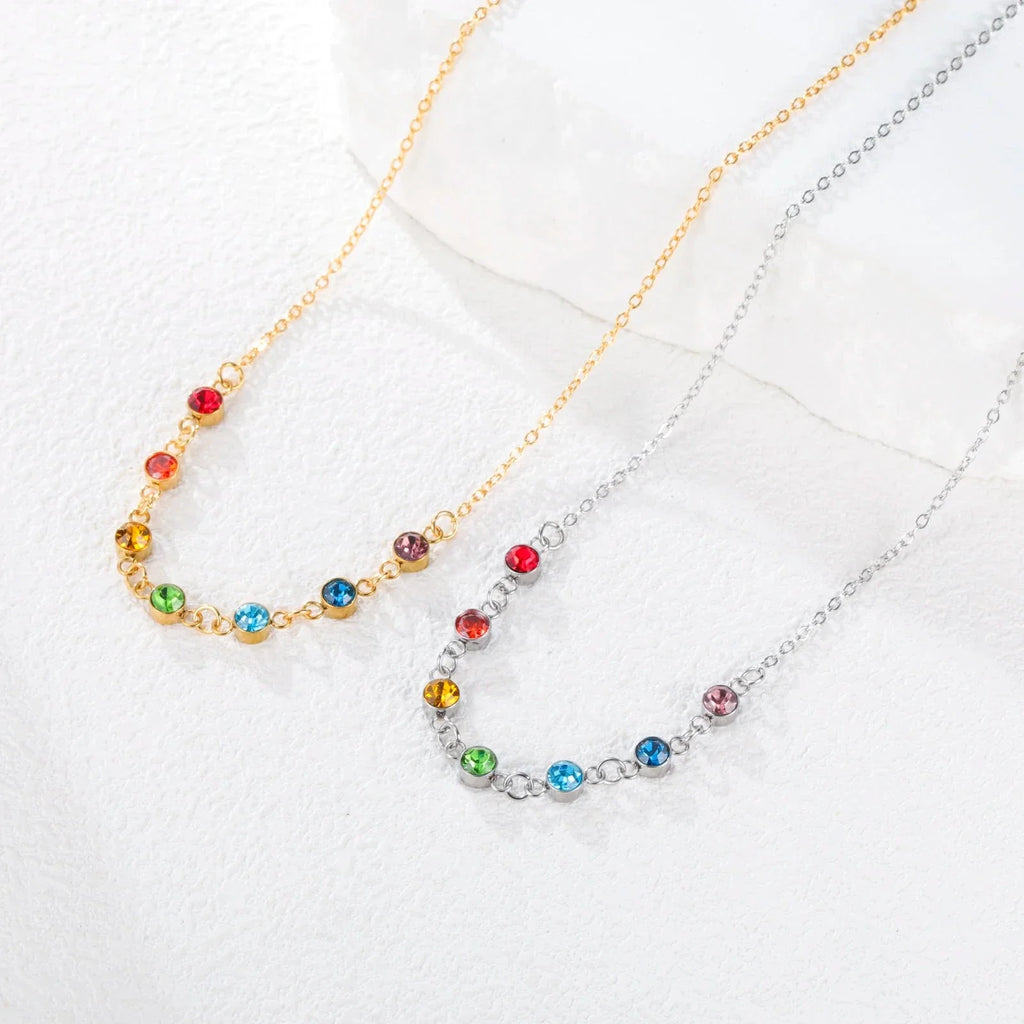 Collier de Protection avec Pendentif en Pierres 7 Chakras pour Femme or