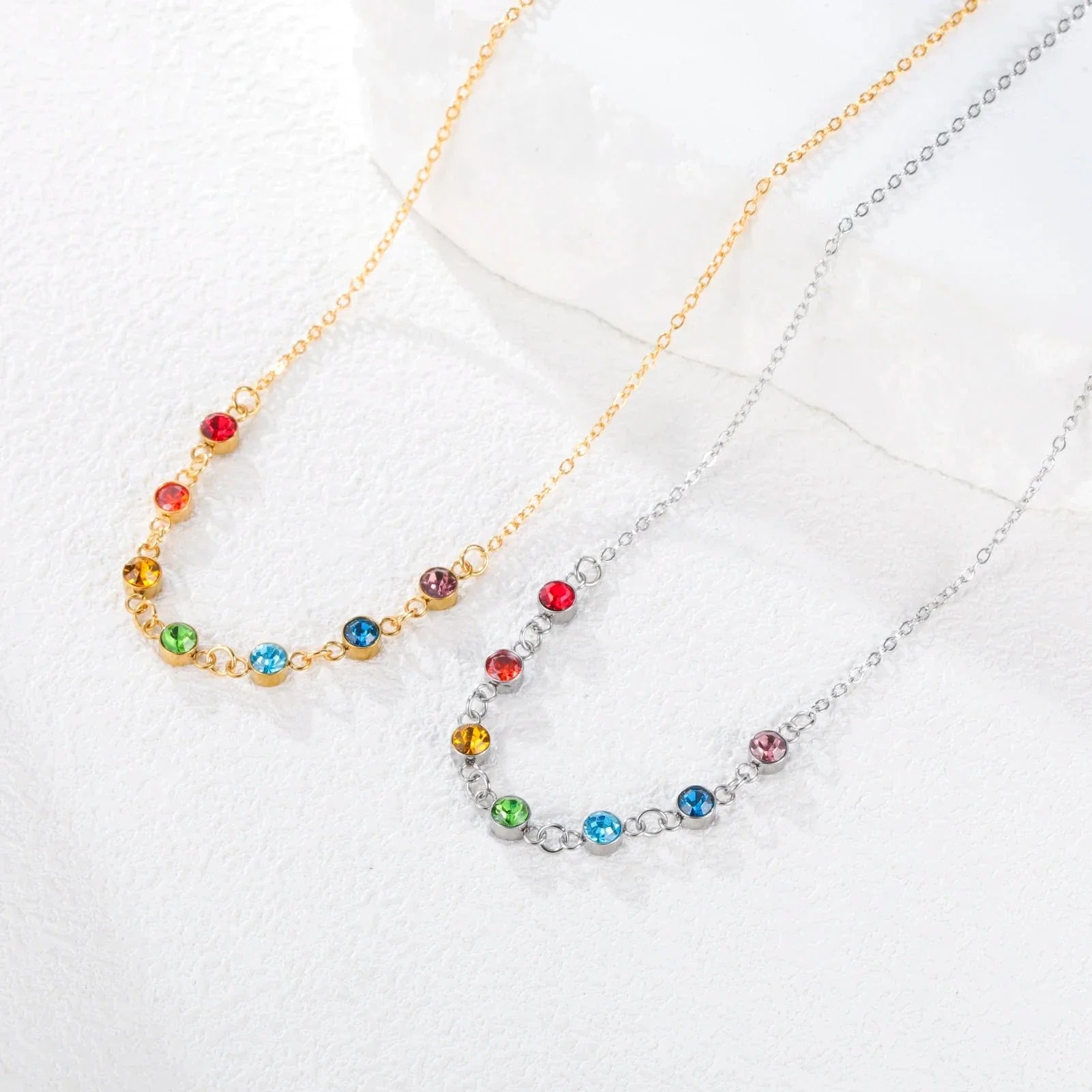 Collier de Protection avec Pendentif en Pierres 7 Chakras pour Femme or