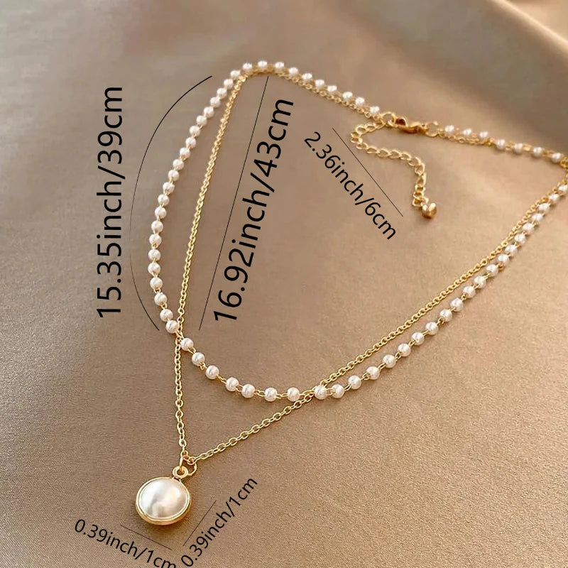 Collier Double Elégant avec Pendentif Perle 