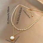 Collier Double Elégant avec Pendentif Perle 