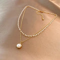Collier Double Elégant avec Pendentif Perle or