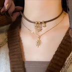 Collier Double Pendentif Soleil