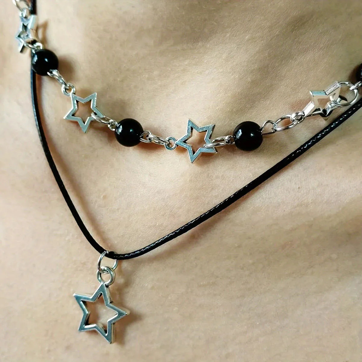 Collier Double Rang Pendentif Etoile