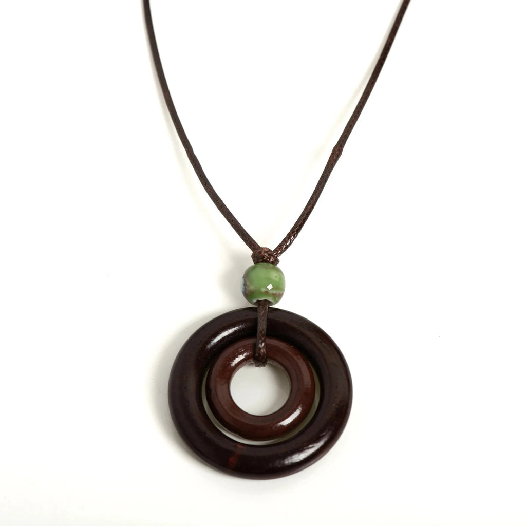 Collier en Corde avec Pendentif Rond pour Femme