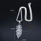 Collier et pendentif plume en acier inoxydable