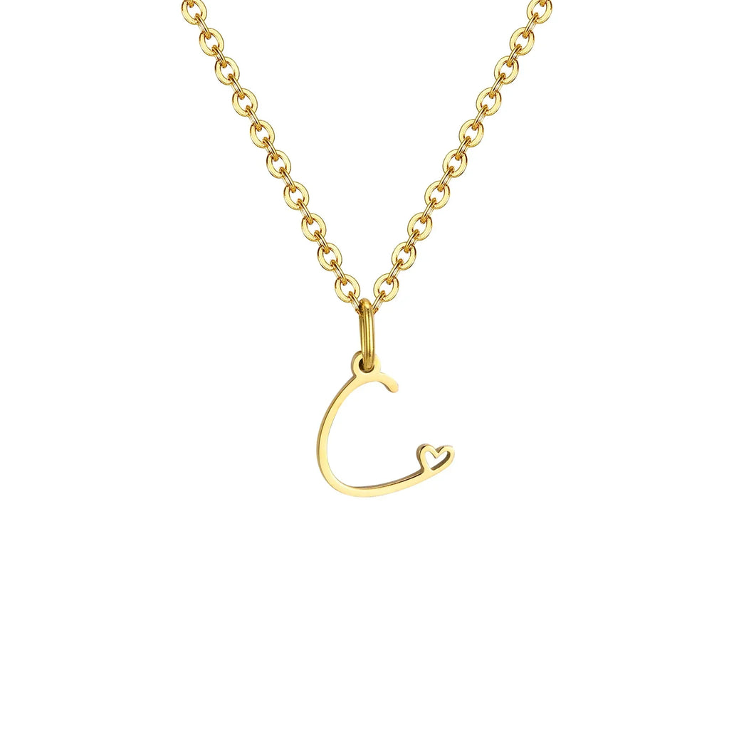 Collier femme avec pendentif initiale lettre et coeur c