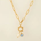 Collier maillons avec pendentif perle et pierre de naissance avril