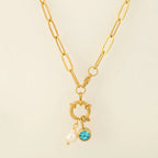 Collier maillons avec pendentif perle et pierre de naissance décembre