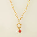 Collier maillons avec pendentif perle et pierre de naissance janvier