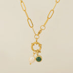 Collier maillons avec pendentif perle et pierre de naissance mai